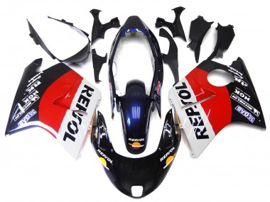 1996-2007 Red Black and White Repsol Honda CBR1100XX Motorcycle Fairings