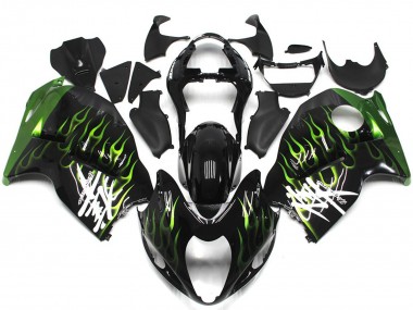 1997-2007 Black with Deep Green flame Suzuki GSXR 1300 Motorcycle Fairings
