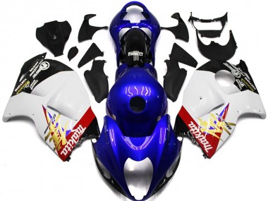 1997-2007 Blue and White Custom Logo w black Suzuki GSXR 1300 Motorcycle Fairings