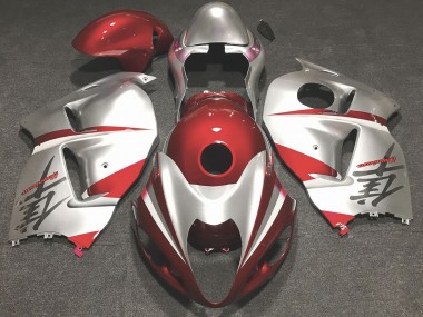 1997-2007 Gloss Red and Silver Suzuki GSXR 1300 Motorcycle Fairings