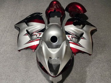 1997-2007 Gloss Silver and Candy Red Suzuki GSXR 1300 Motorcycle Fairings