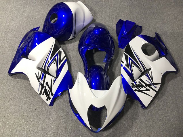 1997-2007 Gloss White & Blue Suzuki GSXR 1300 Motorcycle Fairings
