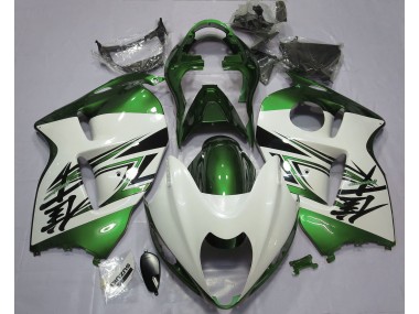 1997-2007 Gloss White & Green Suzuki GSXR 1300 Motorcycle Fairings