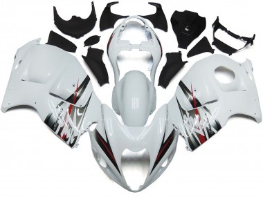 1997-2007 Gloss White and Silver Style Suzuki GSXR 1300 Motorcycle Fairings