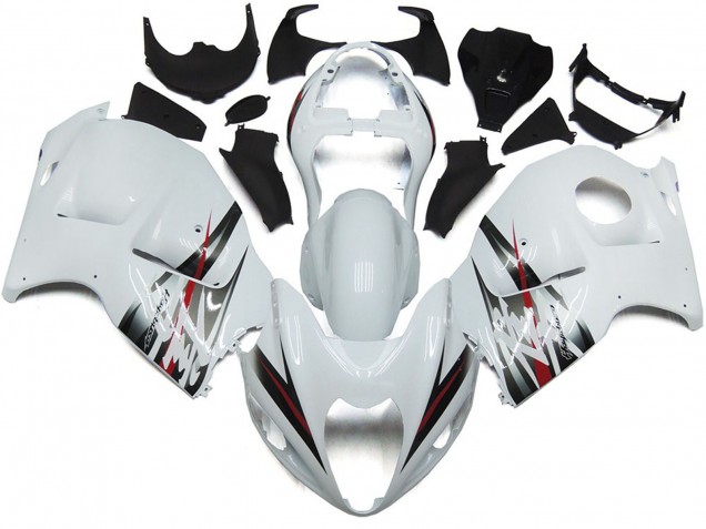 1997-2007 Gloss White and Silver Style Suzuki GSXR 1300 Motorcycle Fairings 1997-2007 Gloss White and Silver Style Suzuki GSXR 1300 Motorcycle Fairings
