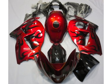 1997-2007 Red & Black Flame Suzuki GSXR 1300 Motorcycle Fairings