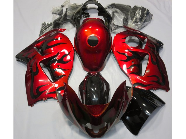 1997-2007 Red & Black Flame Suzuki GSXR 1300 Motorcycle Fairings 1997-2007 Red & Black Flame Suzuki GSXR 1300 Motorcycle Fairings