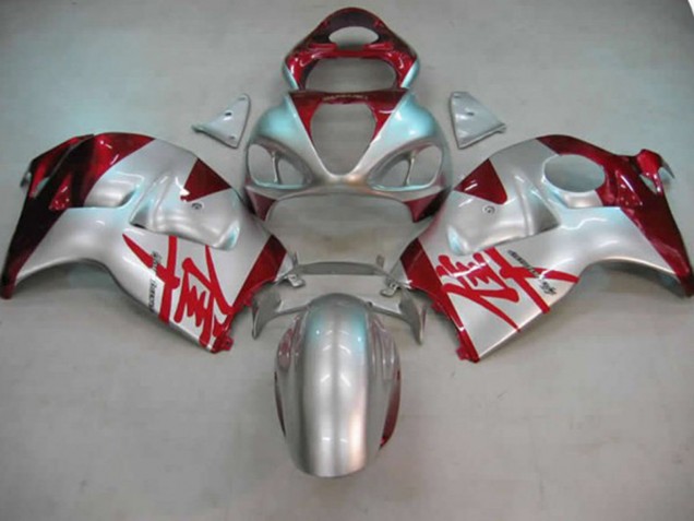 1997-2007 Silver and Red Suzuki GSXR 1300 Motorcycle Fairings 1997-2007 Silver and Red Suzuki GSXR 1300 Motorcycle Fairings