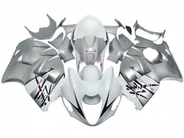 1997-2007 Silver and White Gloss OEM Style Suzuki GSXR 1300 Motorcycle Fairings 1997-2007 Silver and White Gloss OEM Style Suzuki GSXR 1300 Motorcycle Fairings