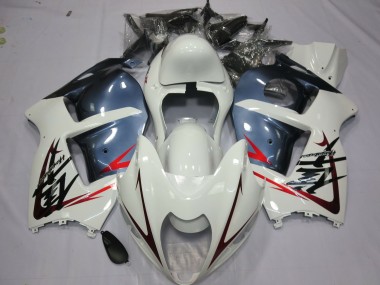 1997-2007 White and Dusty Blue Suzuki GSXR 1300 Motorcycle Fairings