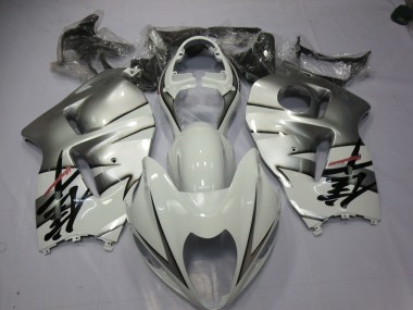 1997-2007 White and Silver Suzuki GSXR 1300 Motorcycle Fairings