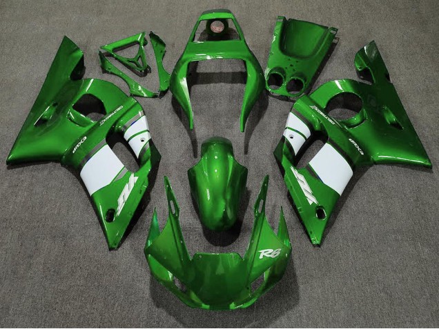 1998-2002 Deep Green & White Yamaha R6 Motorcycle Fairings 1998-2002 Deep Green & White Yamaha R6 Motorcycle Fairings