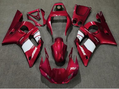 1998-2002 Deep Red & White Yamaha R6 Motorcycle Fairings