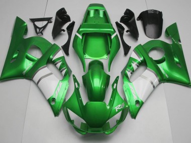 1998-2002 Green & White Yamaha R6 Motorcycle Fairings