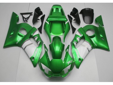 1998-2002 Green & White Yamaha R6 Motorcycle Fairings