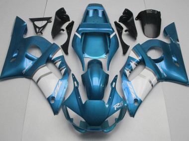 1998-2002 Light Blue & White Yamaha R6 Motorcycle Fairings