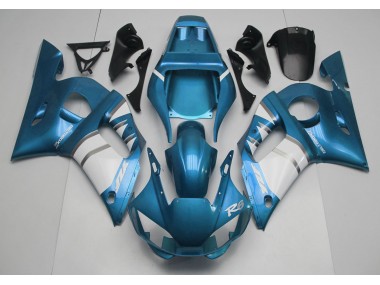 1998-2002 Light Blue & White Yamaha R6 Motorcycle Fairings