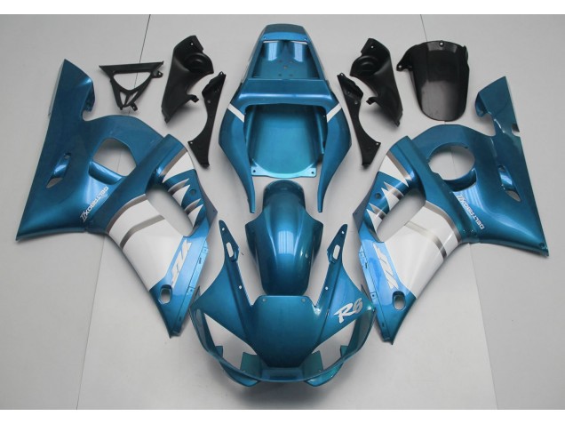 1998-2002 Light Blue & White Yamaha R6 Motorcycle Fairings 1998-2002 Light Blue & White Yamaha R6 Motorcycle Fairings