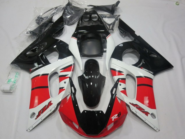 1998-2002 Red White Design Yamaha R6 Motorcycle Fairings