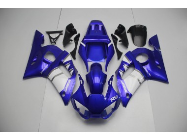 1998-2002 Silver White and Blue Yamaha R6 Motorcycle Fairings