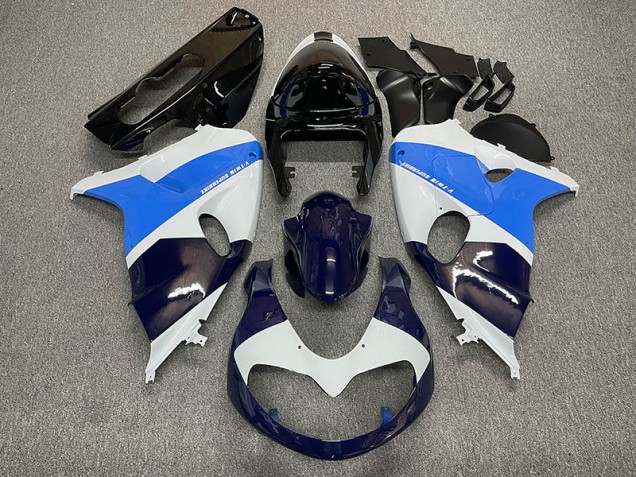1998-2003 Gloss White and Blue Suzuki TL1000R Motorcycle Fairings