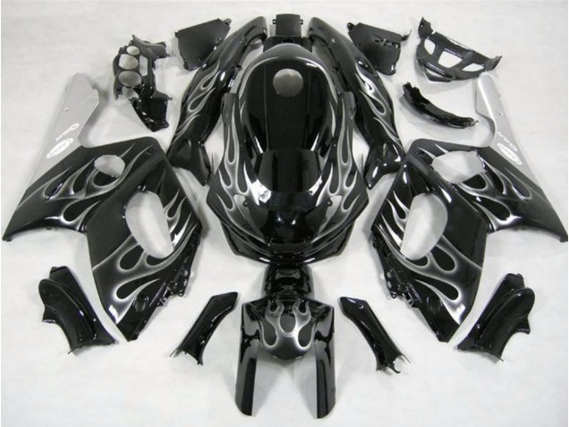 1998-2007 Black and Silver Flame Yamaha YZF600 Motorcycle Fairings 1998-2007 Black and Silver Flame Yamaha YZF600 Motorcycle Fairings