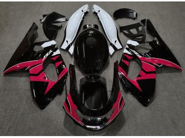 1998-2007 Gloss Black Red and White Yamaha YZF600 Motorcycle Fairings