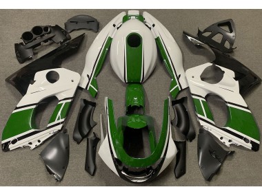 1998-2007 Gloss White and Dark Green Yamaha YZF600 Motorcycle Fairings