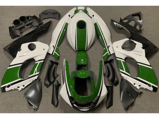 1998-2007 Gloss White and Dark Green Yamaha YZF600 Motorcycle Fairings