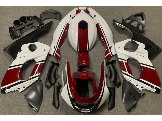 1998-2007 Gloss White and Dark Red Yamaha YZF600 Motorcycle Fairings
