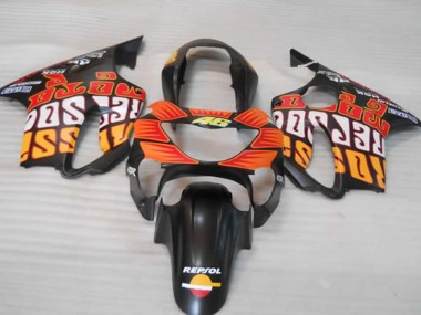1999-2000 Matte Orange Black and Red Honda CBR600 F4 Motorcycle Fairings
