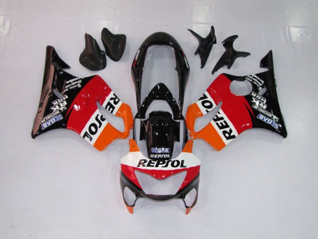 1999-2000 Repsol Red Orange and Black Honda CBR600 F4 Motorcycle Fairings 1999-2000 Repsol Red Orange and Black Honda CBR600 F4 Motorcycle Fairings
