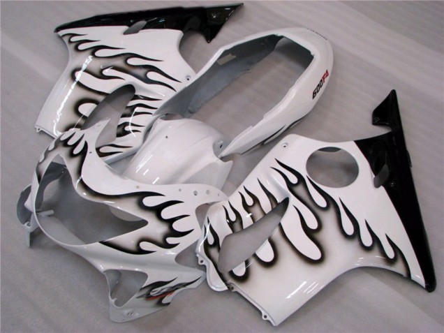 1999-2000 White and Black Flames Honda CBR600 F4 Motorcycle Fairings 1999-2000 White and Black Flames Honda CBR600 F4 Motorcycle Fairings