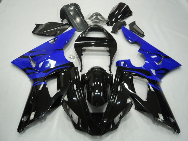 2000-2001 Black Flame & Blue Yamaha R1 Motorcycle Fairings 2000-2001 Black Flame & Blue Yamaha R1 Motorcycle Fairings