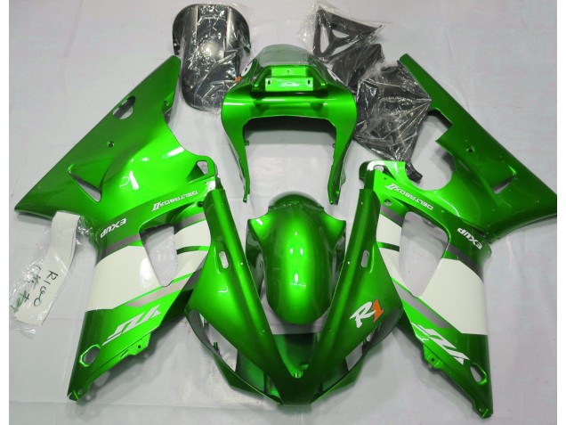 2000-2001 Electric Green & White Yamaha R1 Motorcycle Fairings 2000-2001 Electric Green & White Yamaha R1 Motorcycle Fairings