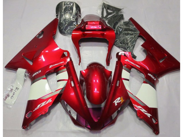 2000-2001 Fire Red & White Yamaha R1 Motorcycle Fairings 2000-2001 Fire Red & White Yamaha R1 Motorcycle Fairings