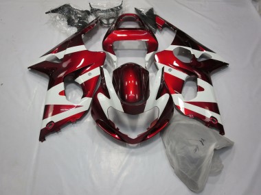 2000-2002 Deep Red and White Suzuki GSXR 1000 Motorcycle Fairings