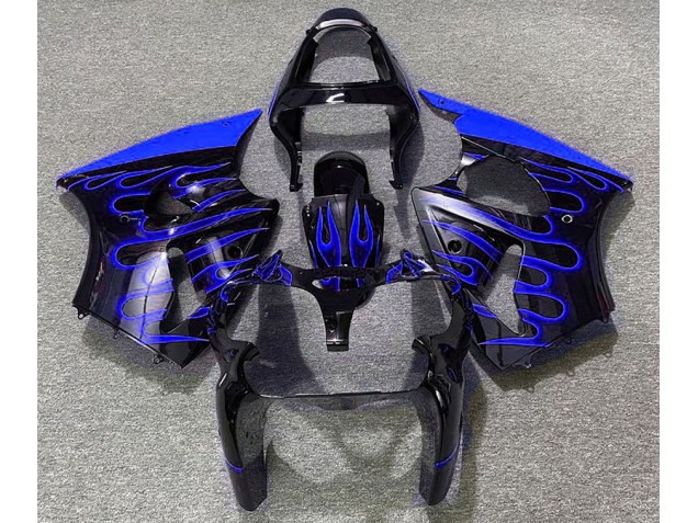 2000-2002 Gloss Black & Blue Flame Kawasaki ZX6R Motorcycle Fairings 2000-2002 Gloss Black & Blue Flame Kawasaki ZX6R Motorcycle Fairings