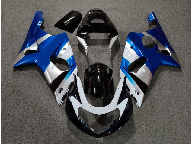 2000-2002 Gloss Blue and Silver OEM Suzuki GSXR 1000 Motorcycle Fairings 2000-2002 Gloss Blue and Silver OEM Suzuki GSXR 1000 Motorcycle Fairings