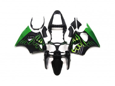 2000-2002 Gloss Green Flame Plain Kawasaki ZX6R Motorcycle Fairings