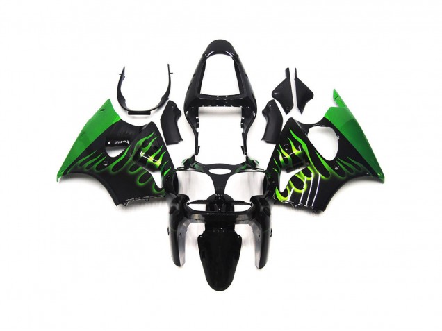 2000-2002 Gloss Green Flame Plain Kawasaki ZX6R Motorcycle Fairings 2000-2002 Gloss Green Flame Plain Kawasaki ZX6R Motorcycle Fairings