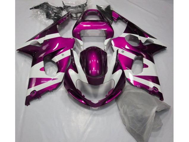 2000-2002 Gloss Pink & White Suzuki GSXR 1000 Motorcycle Fairings 2000-2002 Gloss Pink & White Suzuki GSXR 1000 Motorcycle Fairings