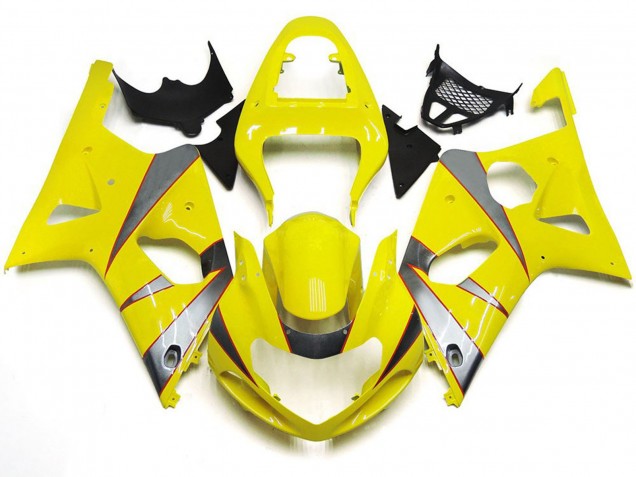 2000-2002 Gloss Yellow and Silver R Kit Suzuki GSXR 1000 Motorcycle Fairings