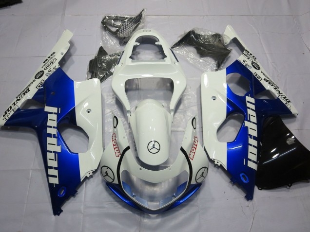 2000-2002 Jordan Blue and White Suzuki GSXR 1000 Motorcycle Fairings 2000-2002 Jordan Blue and White Suzuki GSXR 1000 Motorcycle Fairings