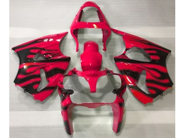 2000-2002 Red & Black Flame Kawasaki ZX6R Motorcycle Fairings