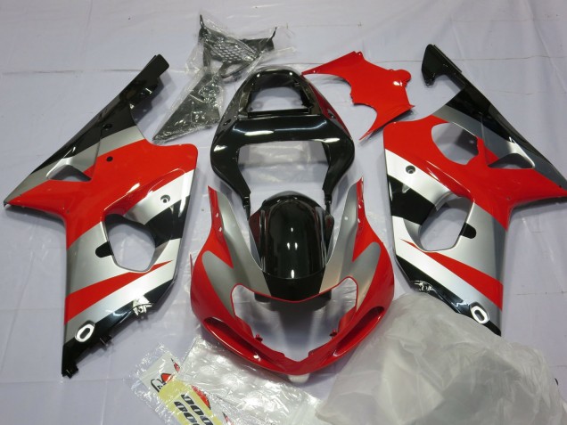2000-2002 Red Silver and Black Suzuki GSXR 1000 Motorcycle Fairings 2000-2002 Red Silver and Black Suzuki GSXR 1000 Motorcycle Fairings