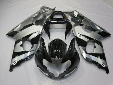 2000-2002 Silver and Black Suzuki GSXR 1000 Motorcycle Fairings