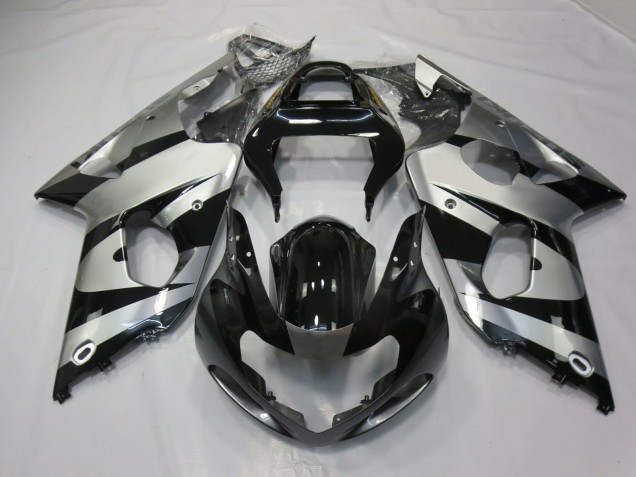 2000-2002 Silver and Black Suzuki GSXR 1000 Motorcycle Fairings 2000-2002 Silver and Black Suzuki GSXR 1000 Motorcycle Fairings