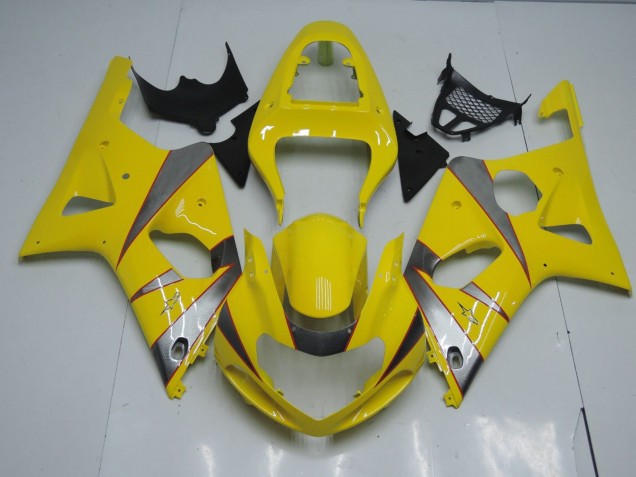 2000-2002 Yellow and Silver Suzuki GSXR 1000 Motorcycle Fairings 2000-2002 Yellow and Silver Suzuki GSXR 1000 Motorcycle Fairings