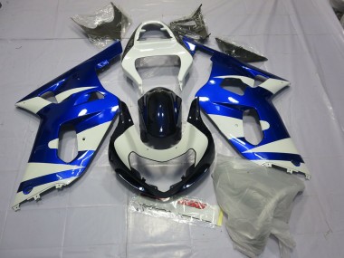2001-2003 Blue and White Suzuki GSXR 600-750 Motorcycle Fairings